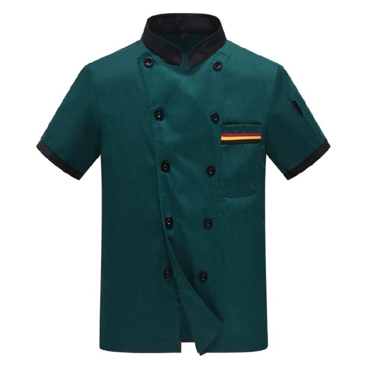 Unisex Kochjacke Kurzarm Klassische Kochjacke Hotel Restaurant Arbeitshemd Uniform Koch Arbeitskleidung XL grün