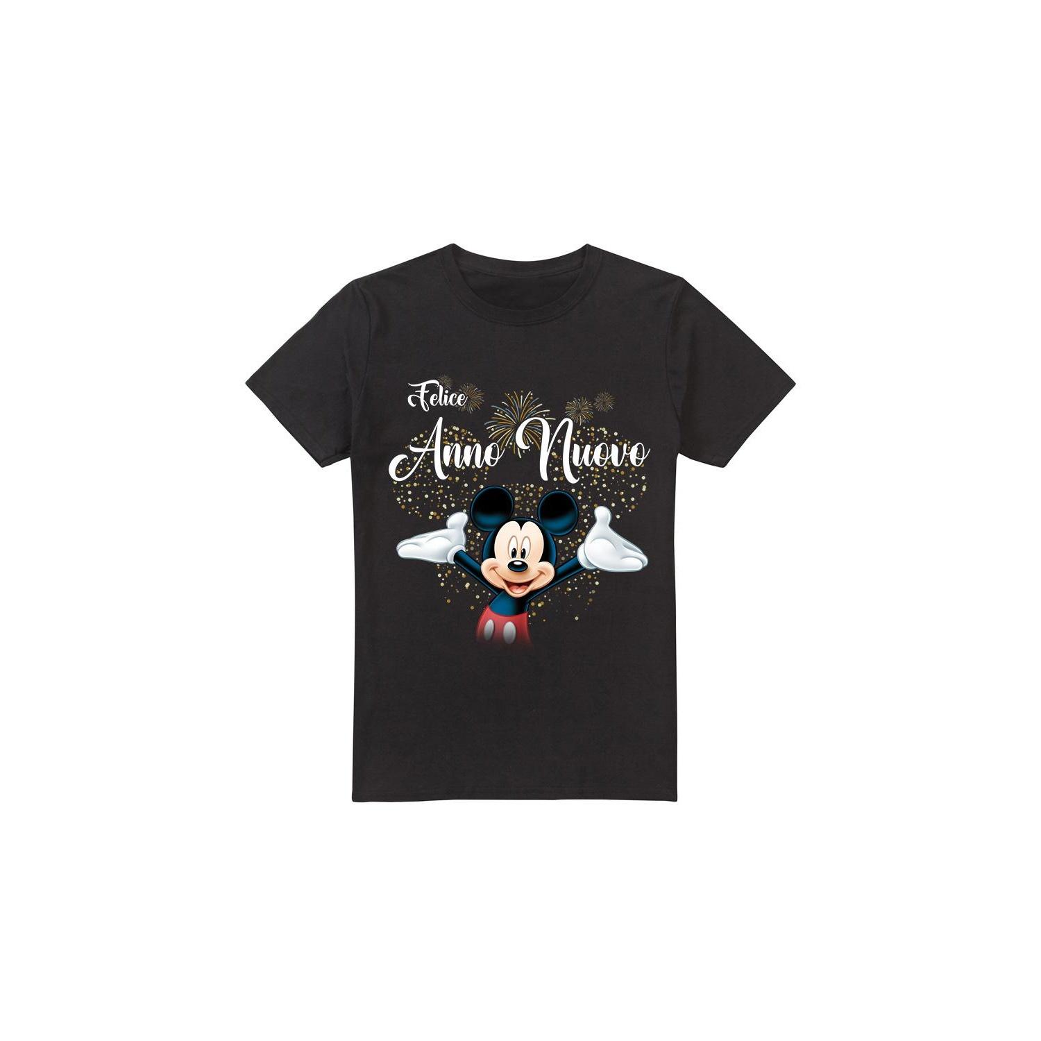Disney Herren Italienisch Mickey Mouse Feuerwerk Neujahr T-Shirt XL schwarz