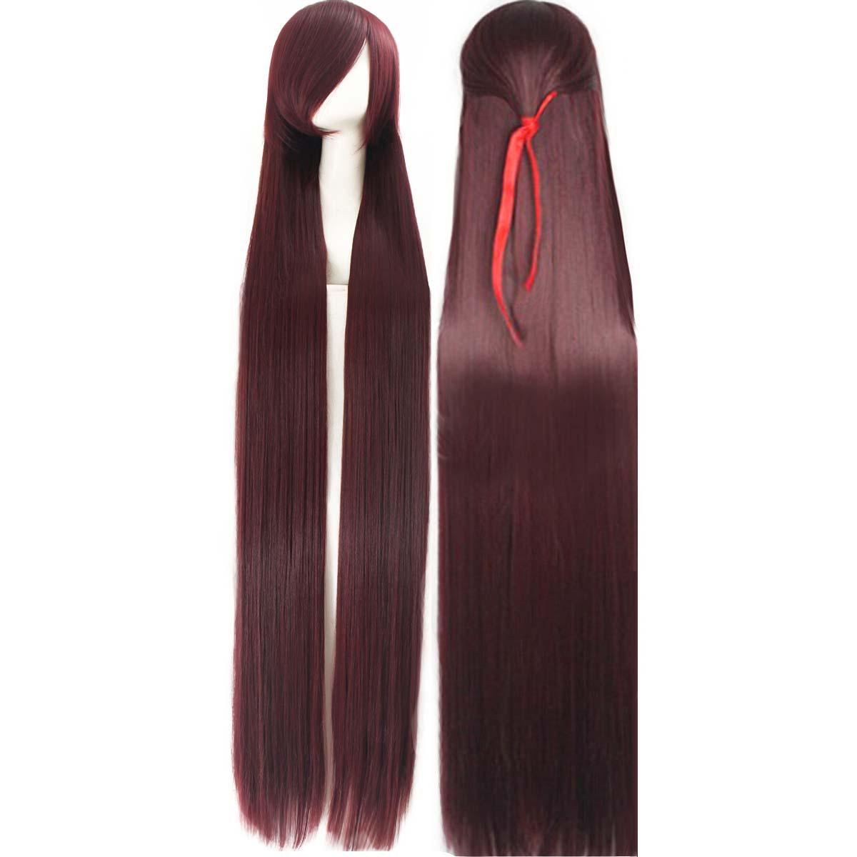 150CM Frauen schwarze Dame lange glatte Haare volle Perücken Cosplay Party Anime Perücke Haarverlängerungen rot