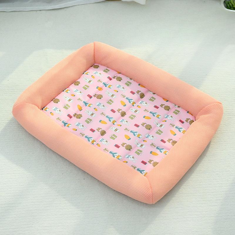 Hundehütte Katzen Sommer Katze Kühlkissen Atmungsaktiver Nackenschutz Abwischbar und Wasserdicht Waschbar Hundeschlafmatte Small 47 * 37cm white