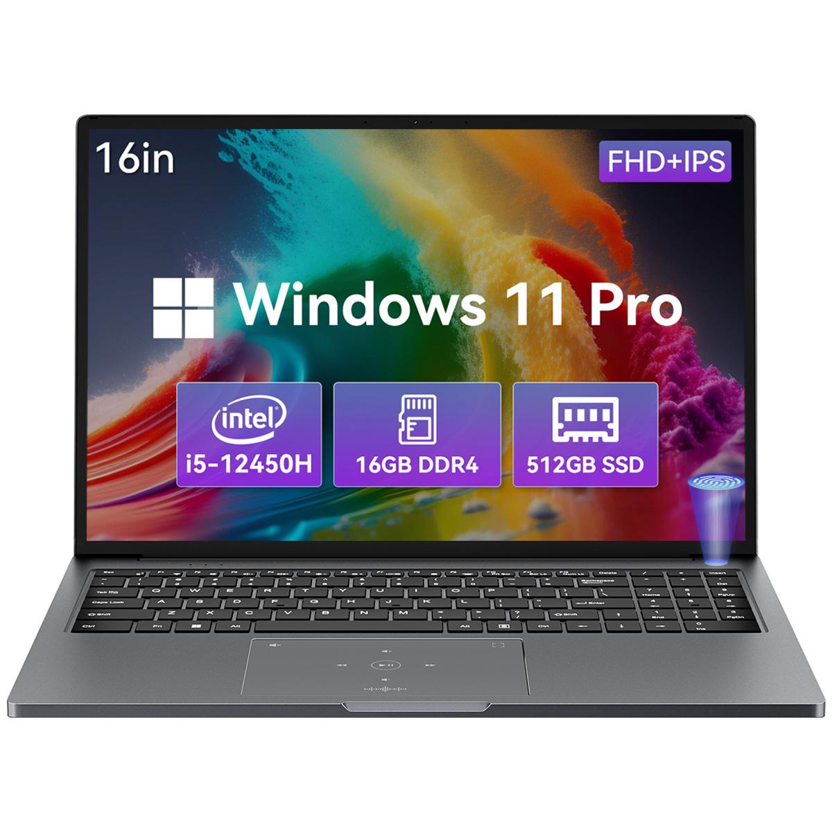 Blackview AceBook 12 Laptop 16 Zoll 16GB+512GB Core™ 12. I5-12450H Windows 11 Pro Notebook only laptop grau