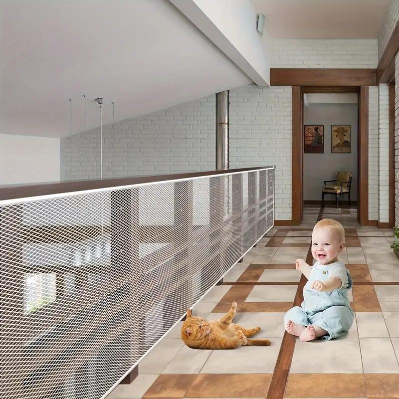Treppenschutzgitter, Balkonsicherheitsnetz für Kinder Haustier Balkonschutz Balkonnetz für Haustiere Geländernetz für Balkon Wohnung Katze Netz 79cmX200cm weiß