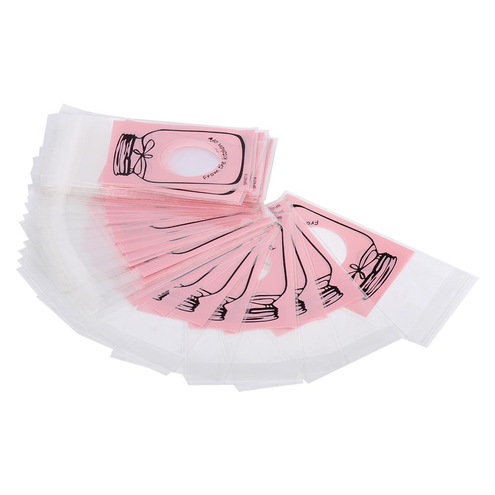 100 Stück/Packung Hübsche Plastik Süßigkeiten Keks Kekse Geschenkverpackungsbeutel Partyzubehör (Rosa)