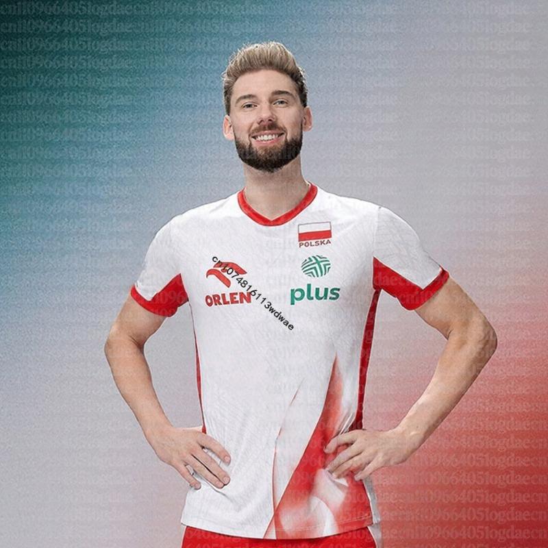 Heißer Verkauf Sporttrikot Polnische Volleyball Casual T-Shirt Herren Kinderkleidung Schnelltrocknend Polen Volleyball Trainingsshirt unisex 2XL white