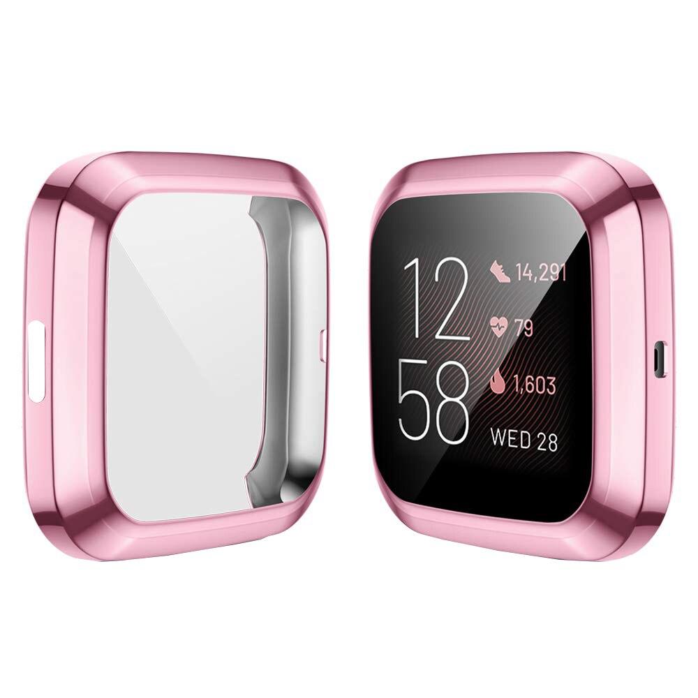 Weiche TPU-Hülle für Fitbit Versa1, Versa 2, Versa 3, Versa Lite, wasserdichte Uhrenhülle, Displayschutzfolie für Fitbit Versa For Versa 2  2 SE rosa