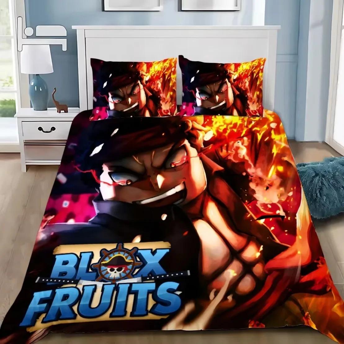 3D Spiel Bettwäscheset B-Blox F-Früchte Cartoon Bettbezugset Weich Hautfreundlich Einzel Doppel King Size Für Kinder Heimtextilien Us Full200x229cm