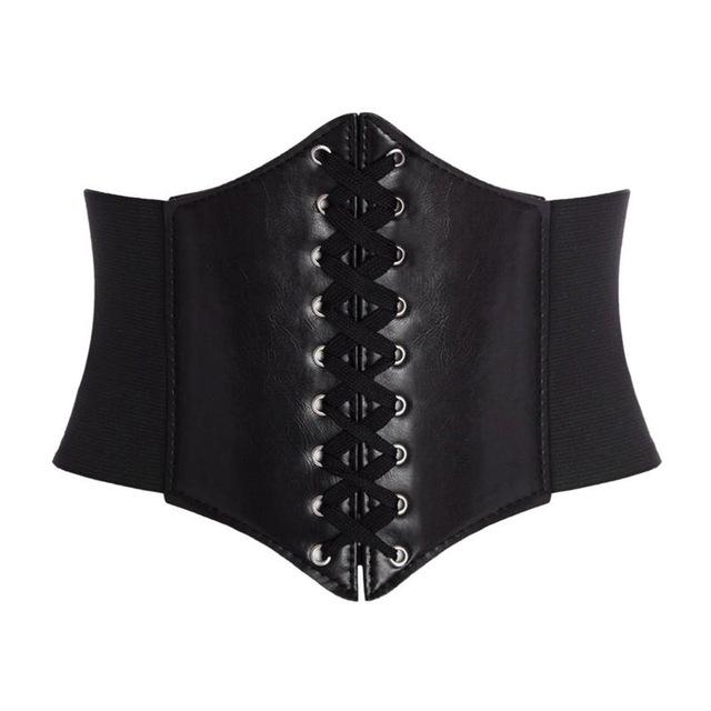 Frauen Ultra Super Breiten Gürtel PU Elastische Korsett Gürtel Mode Breiten Taille Gürtel Damen Kleidung Weibliche One Size schwarz
