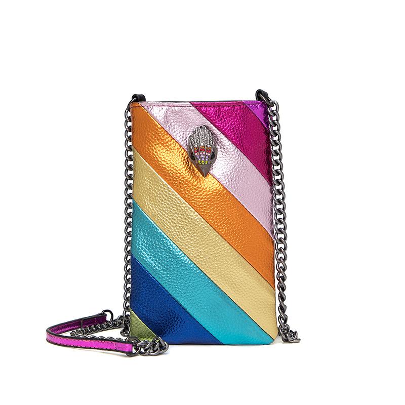 Regenbogen Handytasche Mini Damentasche Bunte Kette Umhängetasche Crossbody Bag Adlerkopf Kleine Tasche Handytasche bunt