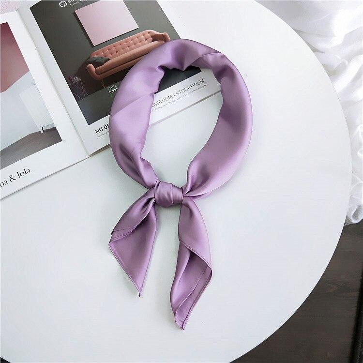 Mode Kopftuch Frauen Hijab Schal Seide Satin Neck Schals Weibliche 70 cm * 70 cm Platz Bandana Kopf Haar Schals violett