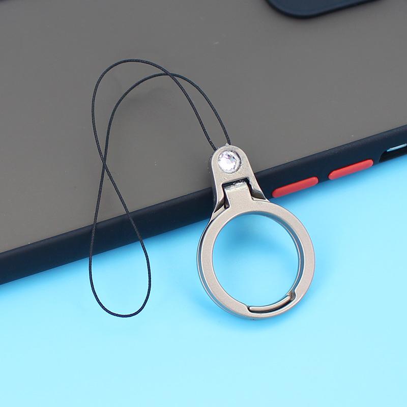 Metall Finger Ring Halter 2in1 Telefon Strap Universal Telefon Ständer Luxus Lanyard Für Schlüssel Iphone Tablet Halterung Zubehör silber
