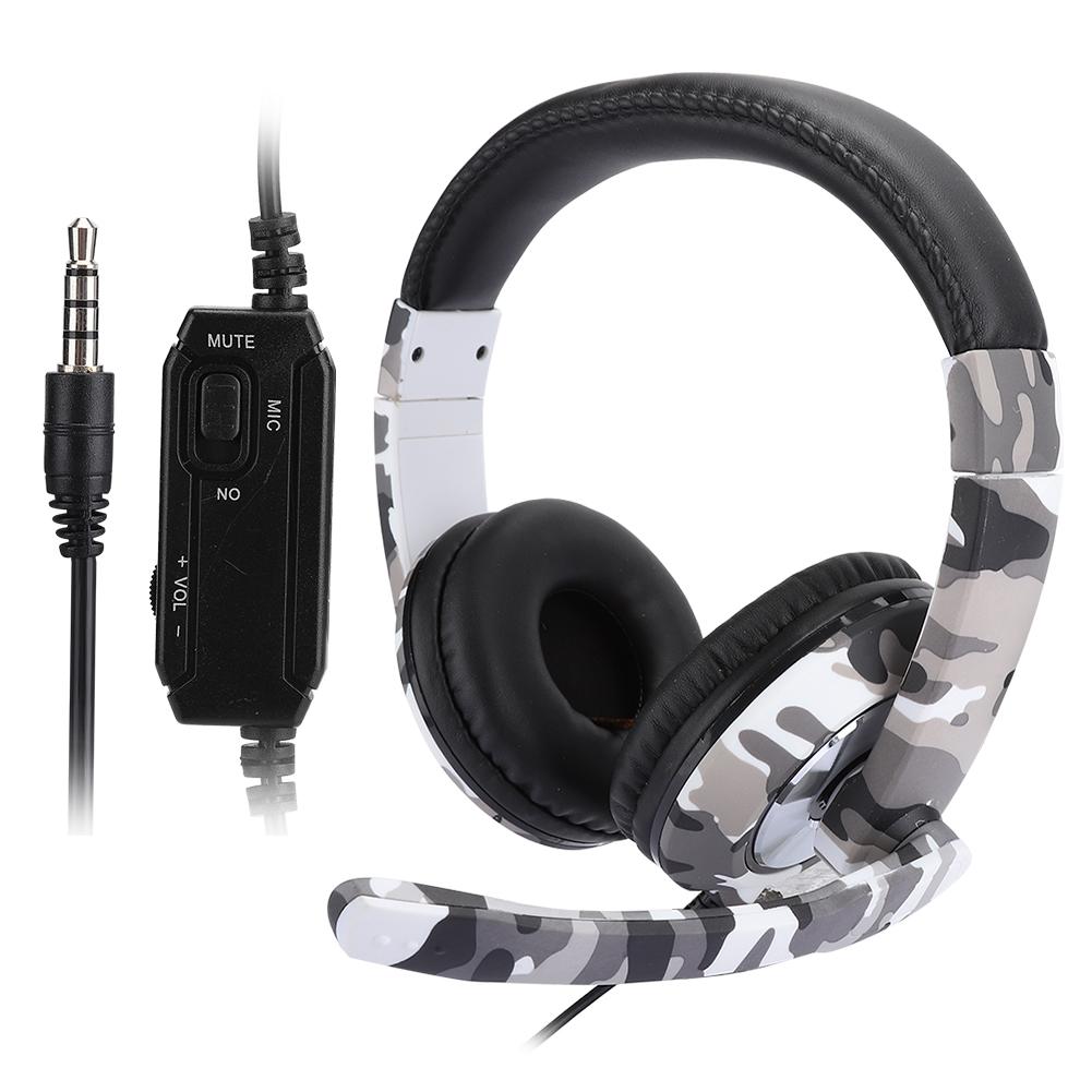 Am Kopf befestigtes Telefon-Computer-Gaming-Kopfhörer-Headset für PS4, weiße Camouflage