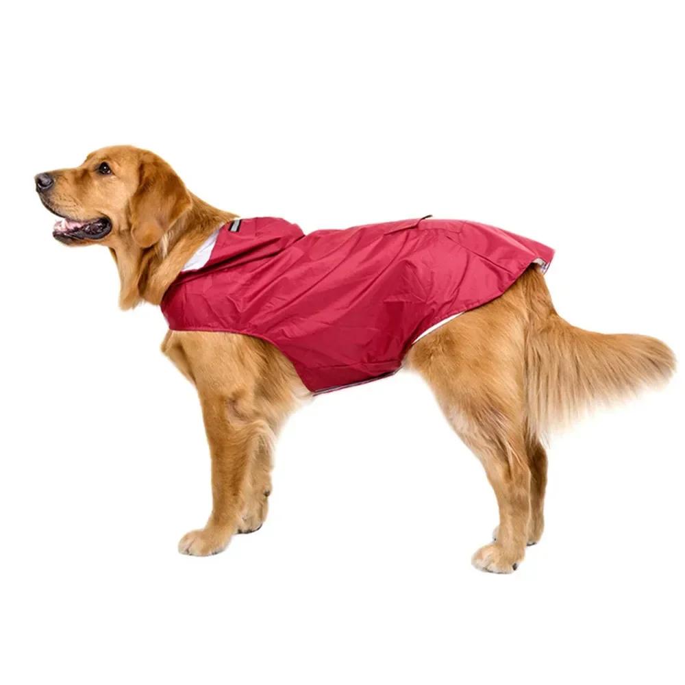 9 Größen Hunde-Regenmantel Kleine Mittlere Große Hunde Wasserdichte Kapuzenjacke Regenkleidung Mit Reflektierendem Streifen Outdoor-Zubehör (Red,6XL) rot