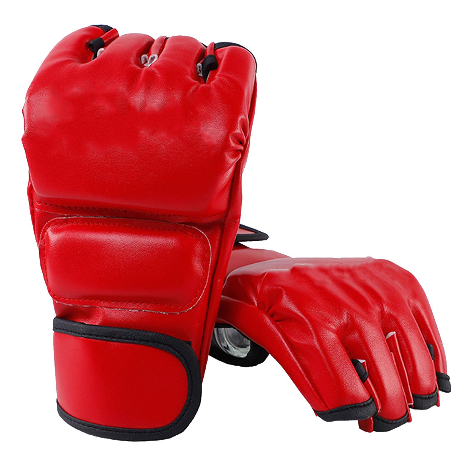 Unisex MMA-Handschuhe Halbfinger Boxhandschuhe mit offenen Handflächen für Kampftraining Rot