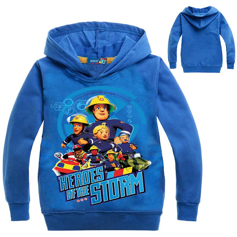 2-16 Jahre Anime Fireman Sam Kleidung Junge Hoodie Kinder Cartoon Feuerwehrmann Outwear Kinder Langarm Mäntel Kausal Hoodies Jumper 130CM blue