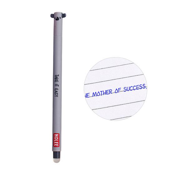 Radierbarer Stift 0,7 mm Schwarze Tinte mit hautfreundlichem Soft-Griff Niedliche Tierkappen Druckknopf-Design Nachfüllbare Stifte Schulbedarf blau