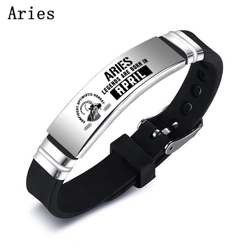 Sternzeichen Stier Zwillinge Krebs Armbänder Schmuck für Paare 12 Konstellation Edelstahl Armband Schmuck Zubehör Aries