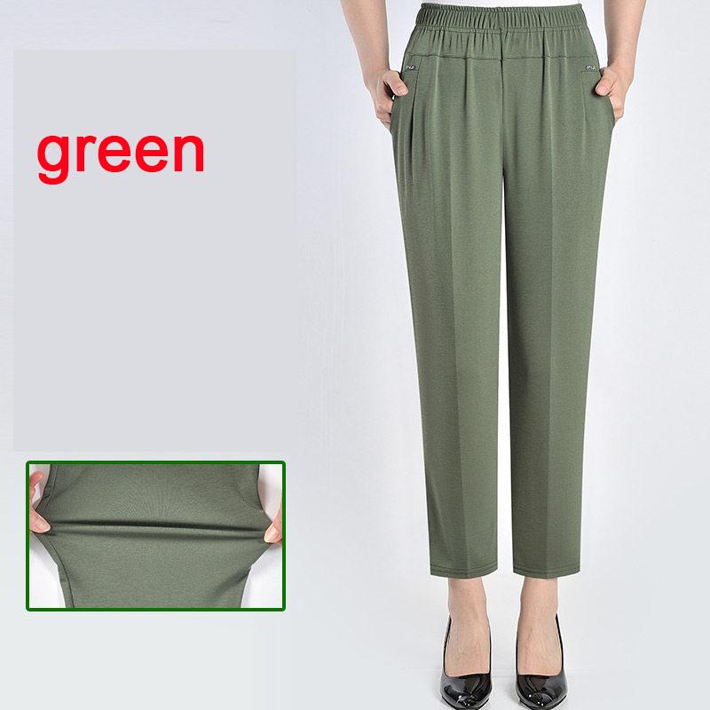 XL-8XL Sommer Eis Seide Fett Mutter Hosen Mittleren Alters Alte Frauen Hosen Oma Lose Hosen Große 7XL grün