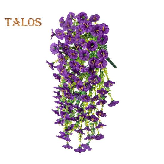 Künstliche Petunien zum Aufhängen, UV-beständig, Kunstpflanzen für den Außenbereich, gefälschte Petunienstreifen, Frühlings- und Sommerdekor für Zuhause, Kaminsims, Tür, Veranda, Terrasse violett