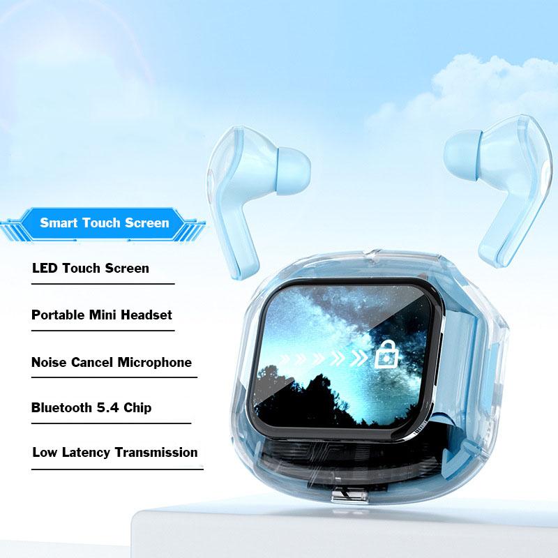 Drahtlose Kopfhörer mit intelligentem Touchscreen und geringer Latenz, HiFi-Stereo-Musik-Headset, digitales Display, Rauschunterdrückung, Kopfhörer mit Mikrofon
