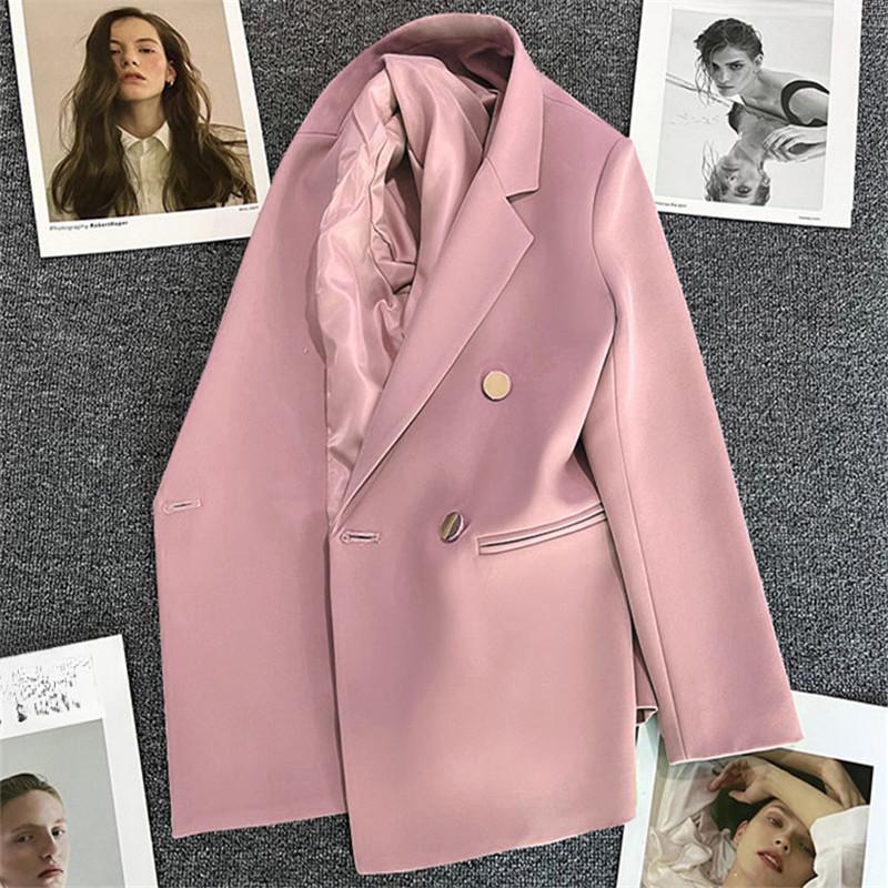 Korean Fashion Casual frauen Einfarbig Tasche Blazer Anzug Langarm Strickjacke Multi Farben Blazer Jacke S hellrosa