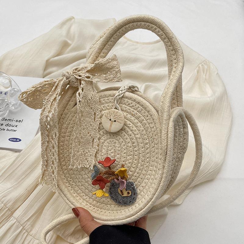 Modische Strohtaschen für Damen Neue trendige Umhängetaschen für Damen Ins Nischen-One-Shoulder-Handtaschen für Damen beige