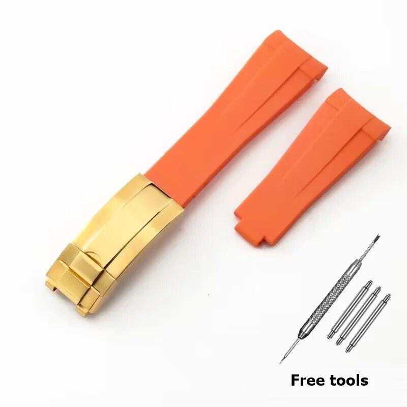 20 mm 21 mm Premium-Silikonarmband für Rolex Submariner DAYTONA GMT Yacht-Master Series Zubehör Ersatz-Uhrenarmband Orange-G  20mm no logo