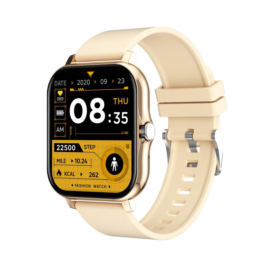 Neue Smartwatch Armband Schrittzähler Herzfrequenzüberwachung Bluetooth Anruf 1,69 Zoll Touchscreen Smartwatch Für Frauen Männer Uhr Silicone gold