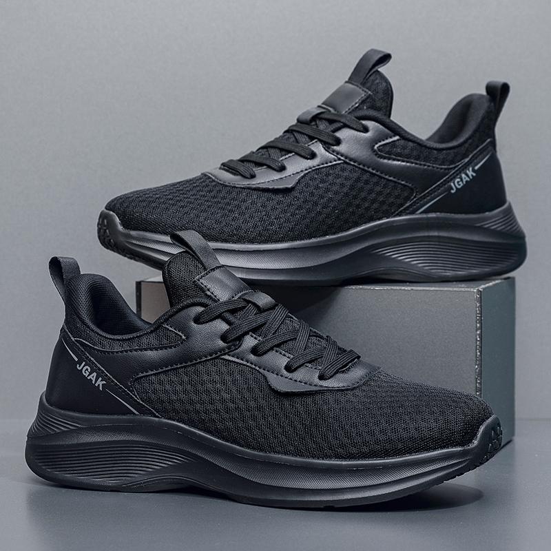 Große Größe 50 Leichte Sneaker Herren Hochwertige Freizeitschuhe für Herren Atmungsaktiv Gute Sport-Walking-Sneaker Männlich Sommer 49 schwarz