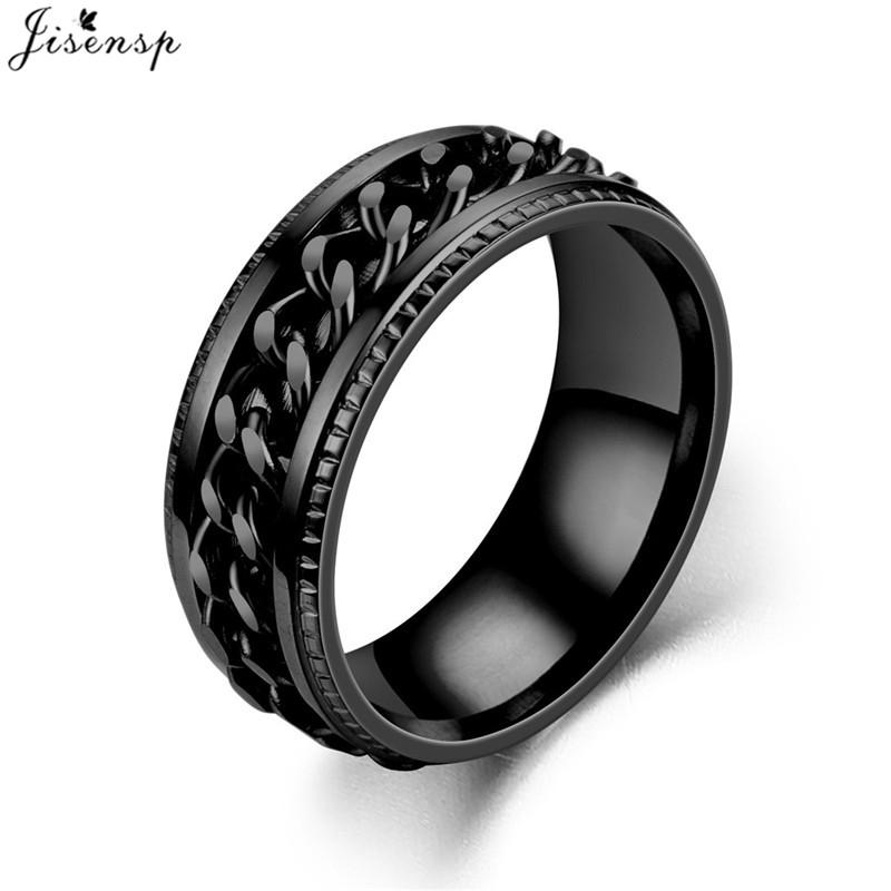 Mode-Angst Fidget Ringe Entspannender Rotierbarer Edelstahl-Kettenring für Männer Frauen Spinner Schmuck Gold Schwarz Bague Homme 13 gray