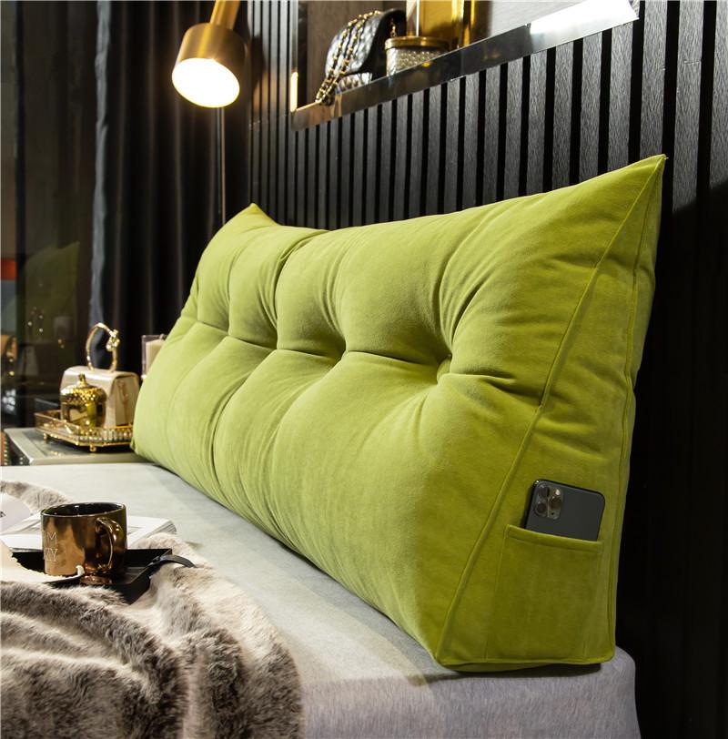 Kopfteilkissen, dreieckiges Kissen, Rückenlehne, Schmerzlinderung, Sofa, Taillenkissen, Keil-Schlafkissen für dekorative Kissen für das Bett 150 * 50 * 20cm hellgrüne