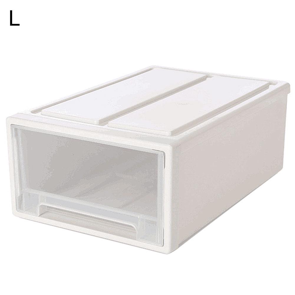 Haushalt Kunststoff Transparent stapelbare Schublade Aufbewahrungsbox Container Organizer L weiß