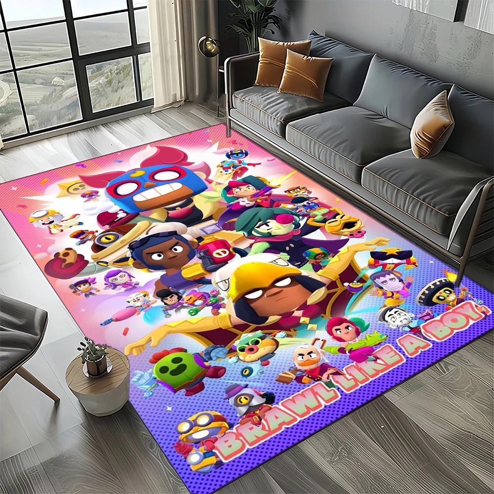 HEISS B-Brawlls Cartoon Spiel 3D Druck Teppich für Wohnzimmer Schlafzimmer Heimdekoration, Kinder Spiel Rutschfest für Sofa Fußmatte 80x120cm( 31x47in)
