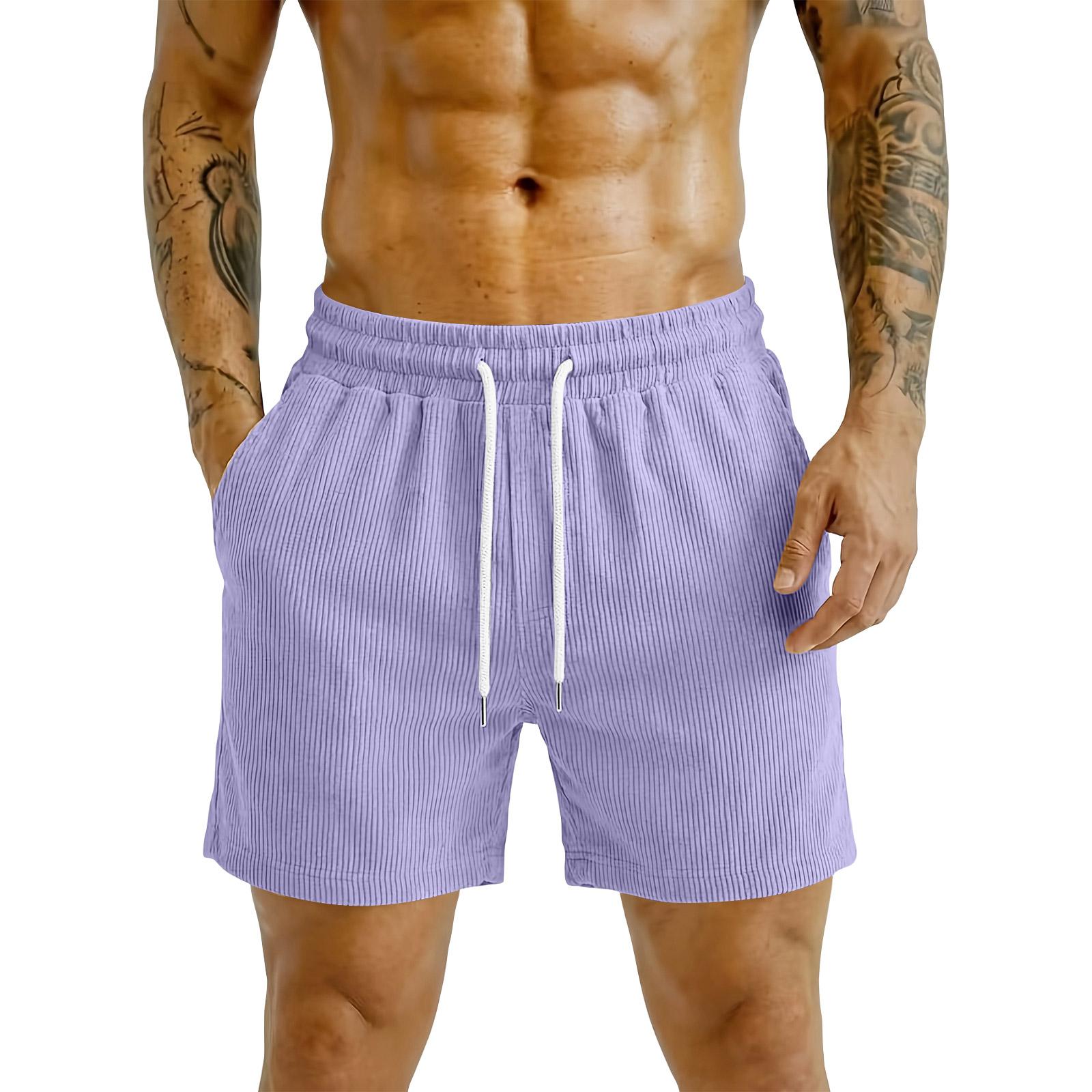 Herren Shorts Cord Cord Cordhose Elastischer Bund Herren Sporthosen Fitnessstudio Shorts Herren Lässiger Stil Leichte Sporthosen für Herren L gray