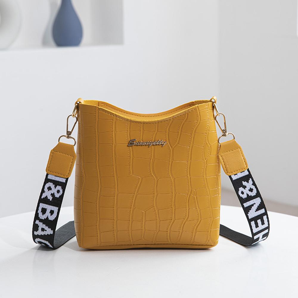 Lässige Damen-Umhängetasche, Mini-Umhängetasche, Eimer-Handtasche, weibliche Messenger-Taschen für Frauen, Damen-Handtaschen, neue Krokodil-Geldbörse gelb