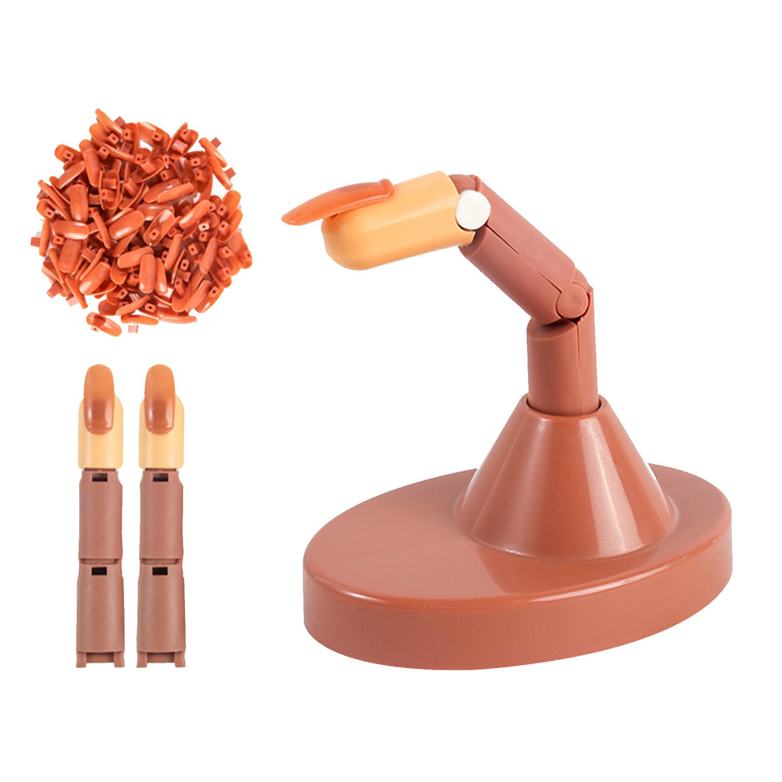Nailart Übungsfinger Biegbare Gelenke Falsche Nagelspitzen Übungsfinger Mannequin mit Brauner Basis