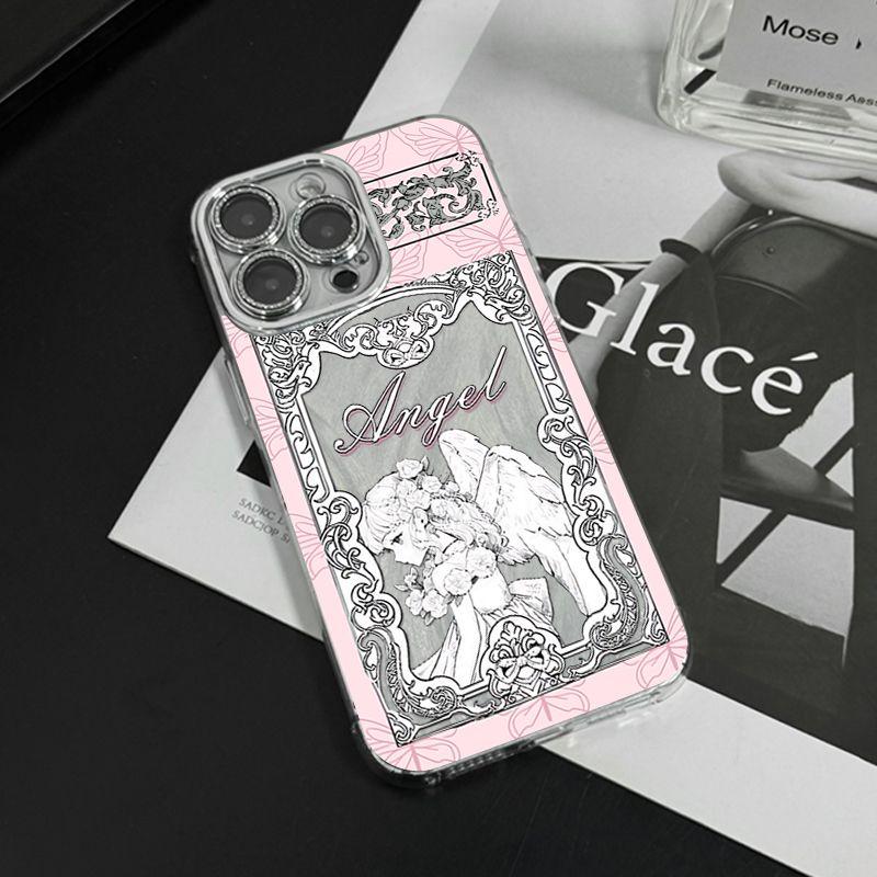 Mittelalter Retro Ästhetizismus Engel iPhone Hülle Für iPhone 16 15 14 13 12 11ProMax PLUS INS Federstruktur Harte Anti-Sturz-Hülle iPhone 13 white
