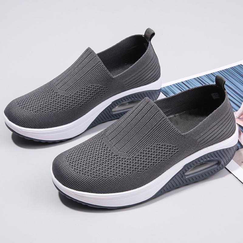Damen Wanderschuhe Air Kissen Rutschfeste Orthopädische Schuhe Damen Plateau Pantoletten Atmungsaktive Keilabsatz Damen Sneakers 41 dunkelgrau