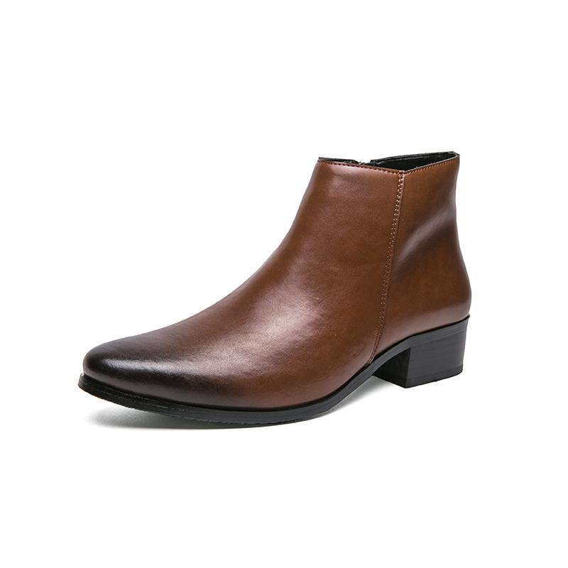 Mode High Heels Herren Freizeitschuhe Echtes Leder Seitenreißverschluss Herrenschuhe Hohe Qualität Mode Herrenstiefel Stilvolle Herrenschuhe 40 braun