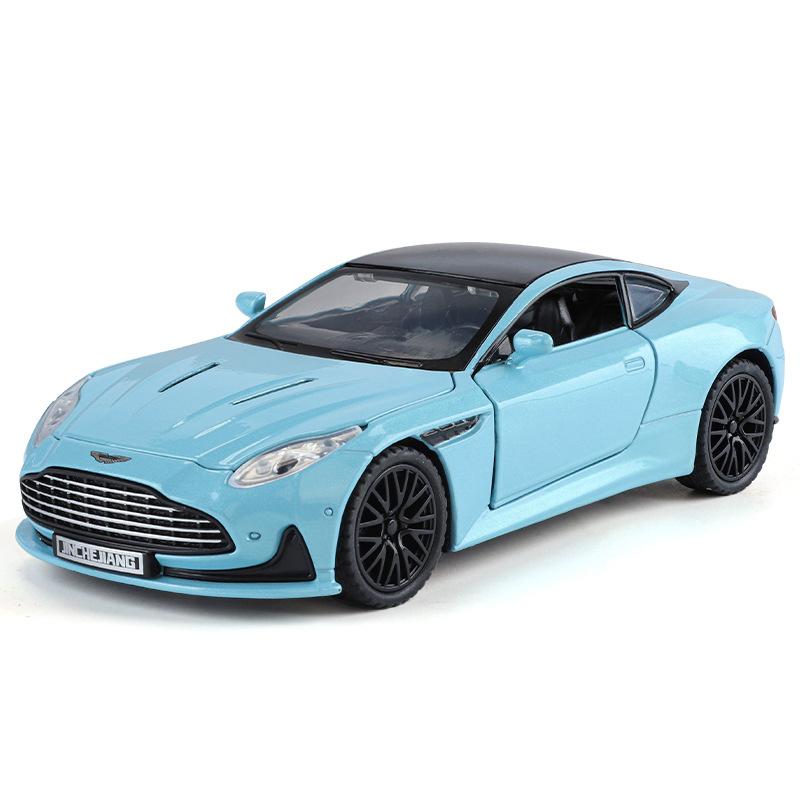 Aston Martin DB12 GT Super Tourer V8 Super GT, Maßstab 1/32, Miniaturauto aus Metalldruckguss, Modellauto mit Sound und Licht, Kinderspielzeugauto, Fahrzeuggeschenke blau