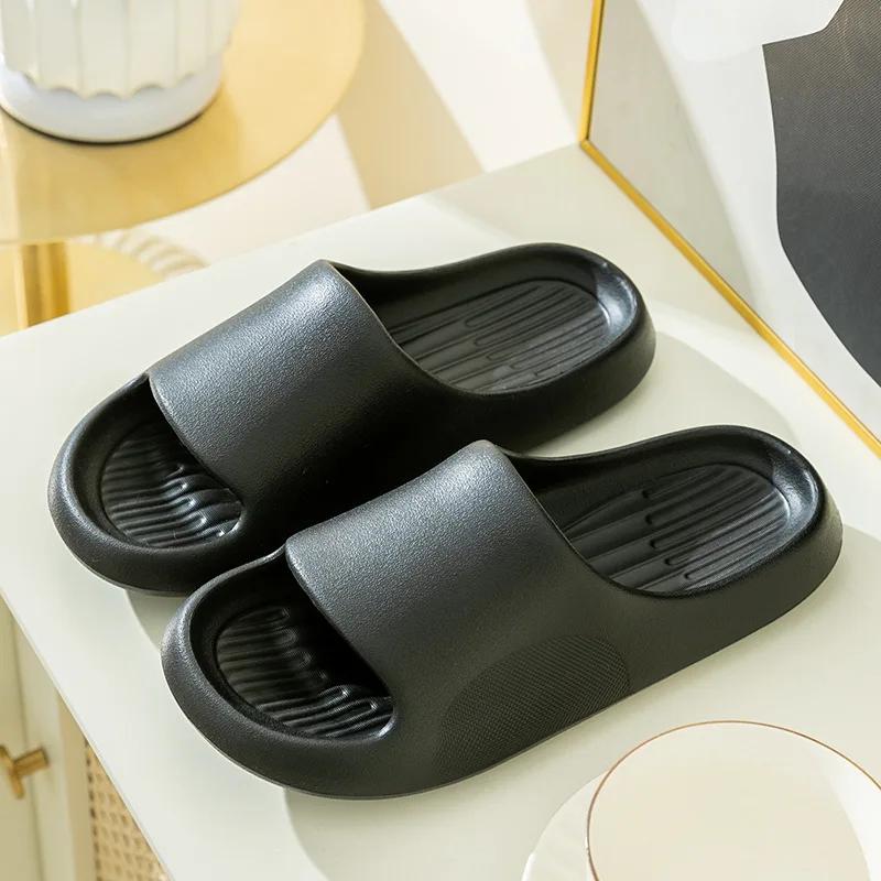 Große Größe 50 51 Herren Flip-Flops Damen Weiche Sohle Plateau Pantoletten Sommer Strand Sandalen Paarschuhe Hausschuhe Zuhause Rutschfest Badeschuhe 42-43 black