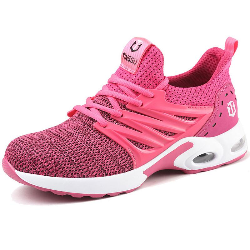 Sicherheitsschuhe mit Stahlkappe für Damen, Arbeitsschuhe mit atmungsaktiver Luftpolsterung, pannensichere, leichte Sicherheitsarbeitsstiefel für Damen 35 pink
