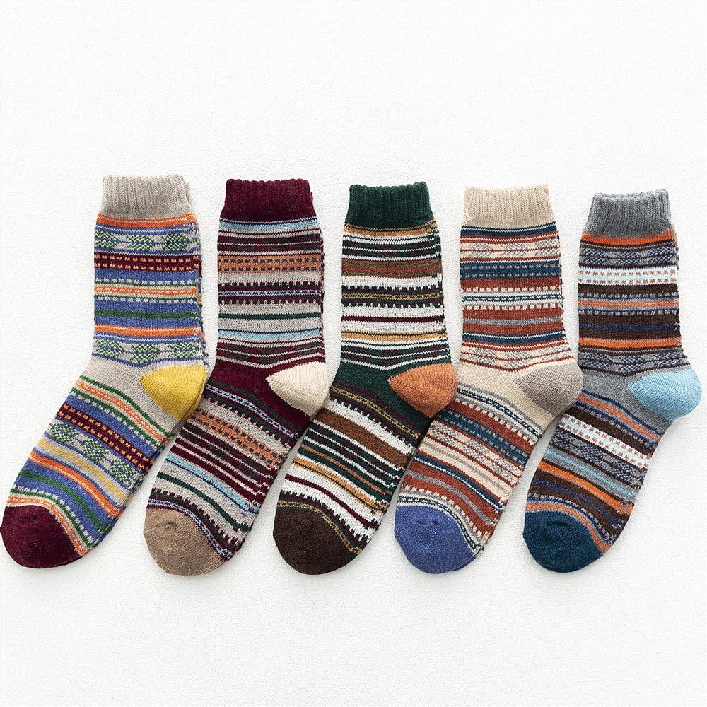 HSS Marke 5 Paar Winter herren Socken Verdicken Schafwolle Socken Warme Männer Retro Stil Bunte Mode Mann Socken für Schnee stiefel EUR39-45 (US6.5-11) gelb/grau