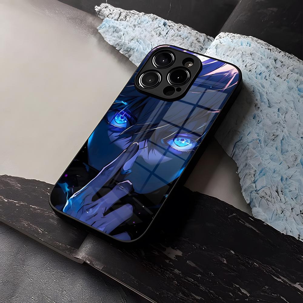 JJK Satoru Gojo Smartphone Hülle Gehärtetes Glas Für IPhone 16 13 14 12 15 11 Pro Max Plus Mini X XR SE2020 Hülle iPhone 13 Mini