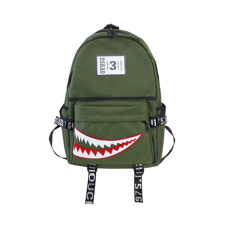 Schultasche Herren Hai Rucksack Studenten wasserdichter Rucksack lustiges Tiermaul bedruckte Schultaschen großes Fassungsvermögen Paar Reisetaschen