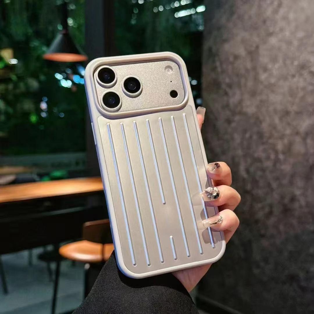 3D Wellenstreifen Für RIMOWA Business Gepäckabdeckung Für IPhone 17 Pro Max 16 15 14 13 Original Geschenkbox Aluminiumlegierung Erhöhter Linsenschutz Case iPhone17 silber
