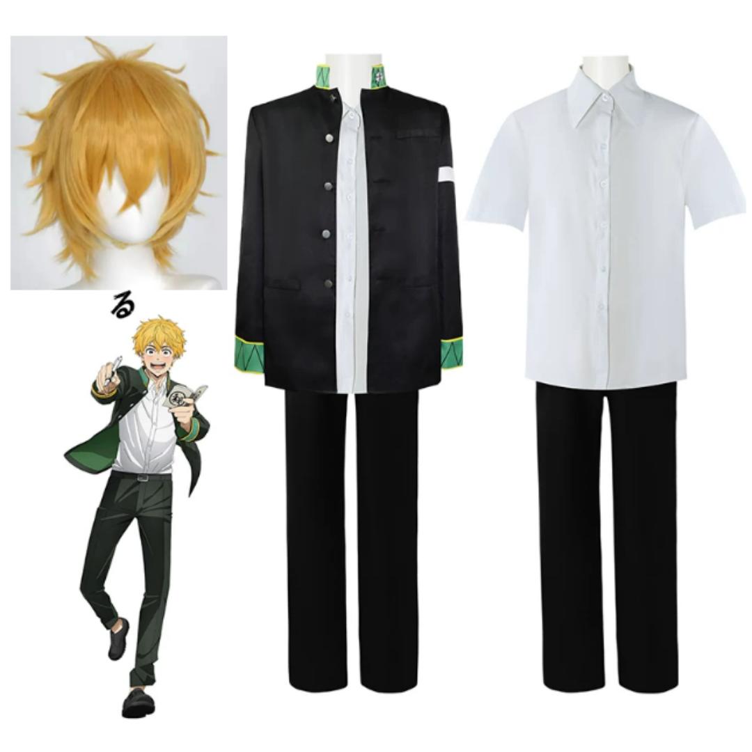 Anime Cosplay Kostüm Windbreaker Uniform Perücke Halloween Kostüme Spiel Hohe Qualität Rollenspiel Outfit für Männer und Frauen Heißer Verkauf XS gelb