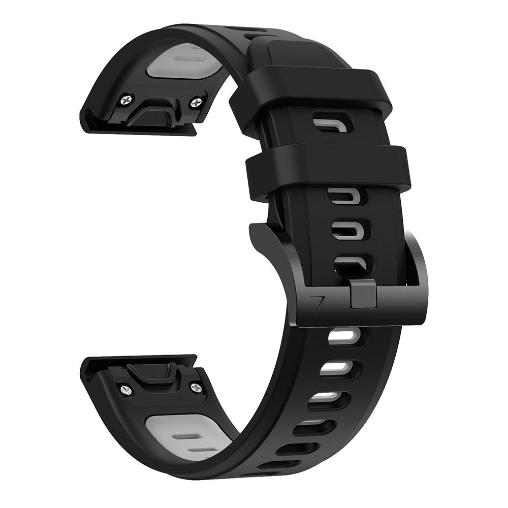 22mm 26mm Silikonarmband für Garmin Fenix 7 7X 6 6X 5 5X Quick Fit Armband für Garmin Fenix 3/3 HR/3 Sapphire Smart Watch Band 26mm (For Fenix 7X 6X 5X) graue/schwarz