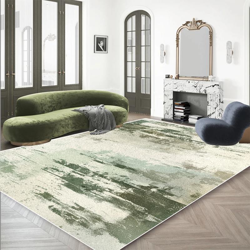 Moderne Einfache Grüne Teppiche für Wohnzimmer Abstrakte Dekoration Großer Teppich 200x300 Rutschfest Schlafzimmerteppich Leicht zu Reinigen Tischmatte 4.5x6.5ft(140x200cm)