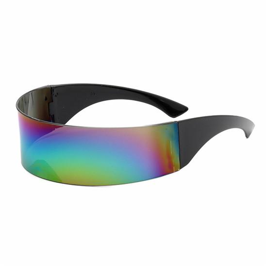 Partybrille Visier Wrap Shield Großer Spiegel Sonnenbrille Persönlichkeit Modebrille Reiten Winddichte Brille as the picture