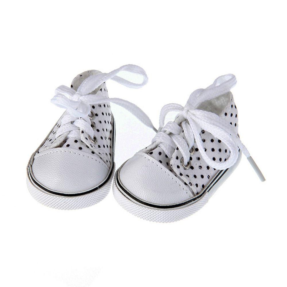 7CM Puppe Segeltuchschuhe Mini Puppe Turnschuhe Puppenzubehör BJD Puppenschuhe 43 Cm Baby Puppen stlye 2 weiß